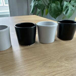 Black and White Ceramic microwave freezer and oven safe tiny containers